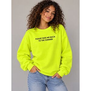 ZARA Neon Green Graphic Sweatshirt "Take Me Back To The Summer" Size Small